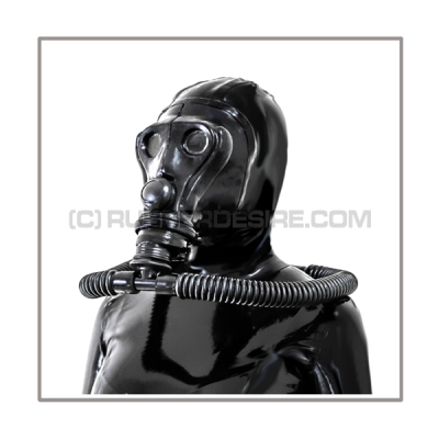 Deluxe SIMIAN gasmask-zipperhood-system PROTECT-A with ringtube-set and rebreathing-bag